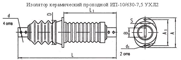  Изолятор керамический проходной ИП-10/630-7,5 УХЛ2