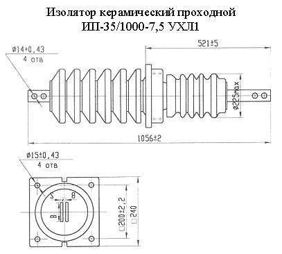  Изолятор керамический проходной ИП-35/1000-7,5 УХЛ1