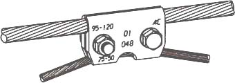  Зажим средней анкеровки и эластичной струны для несущего троса  КС-048